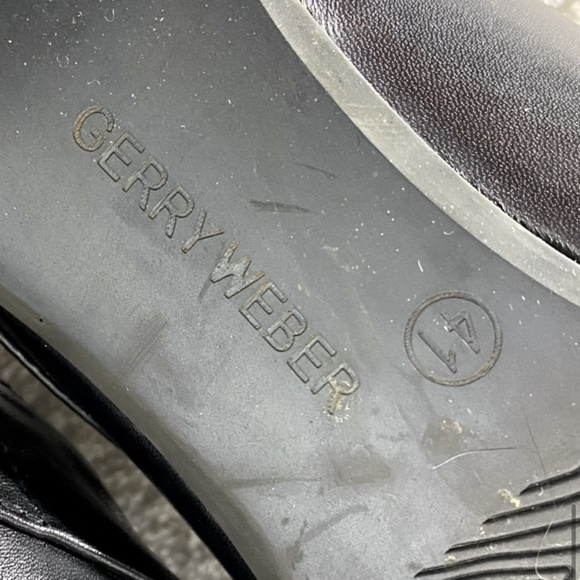 Gerry Weber Black Leather Slip on Ankle Booties W Low Chunky Heel 41 - Picture 11 of 13